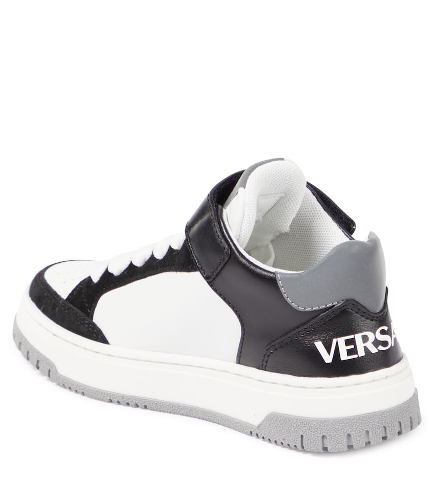 Versace Logo Leather Sneakers In White