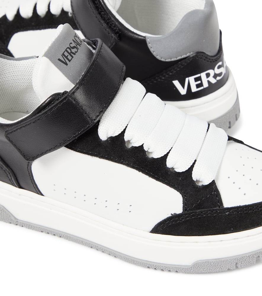 Versace Logo Leather Sneakers In White