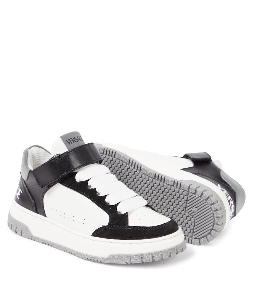 Versace Logo Leather Sneakers In White