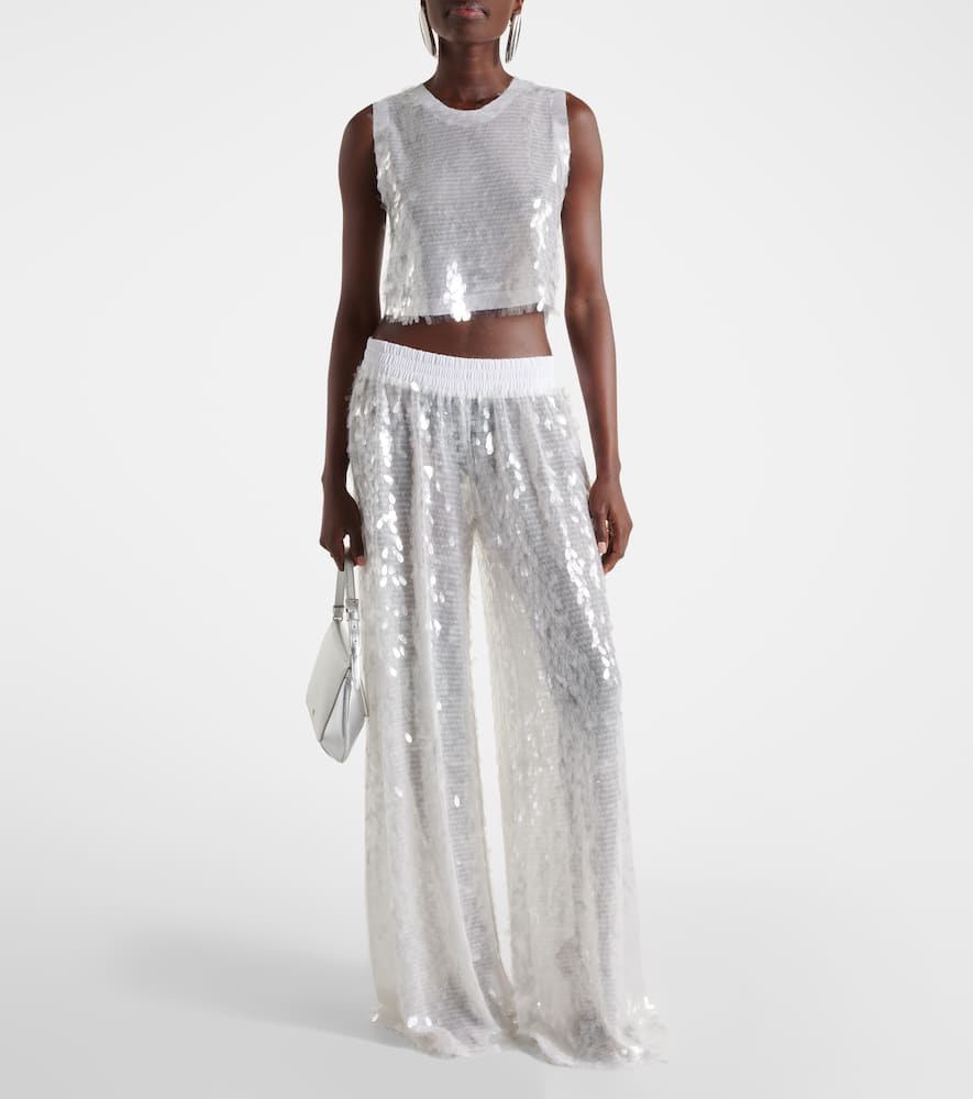 Norma Kamali Cropped-top Mit Pailletten In Weiss