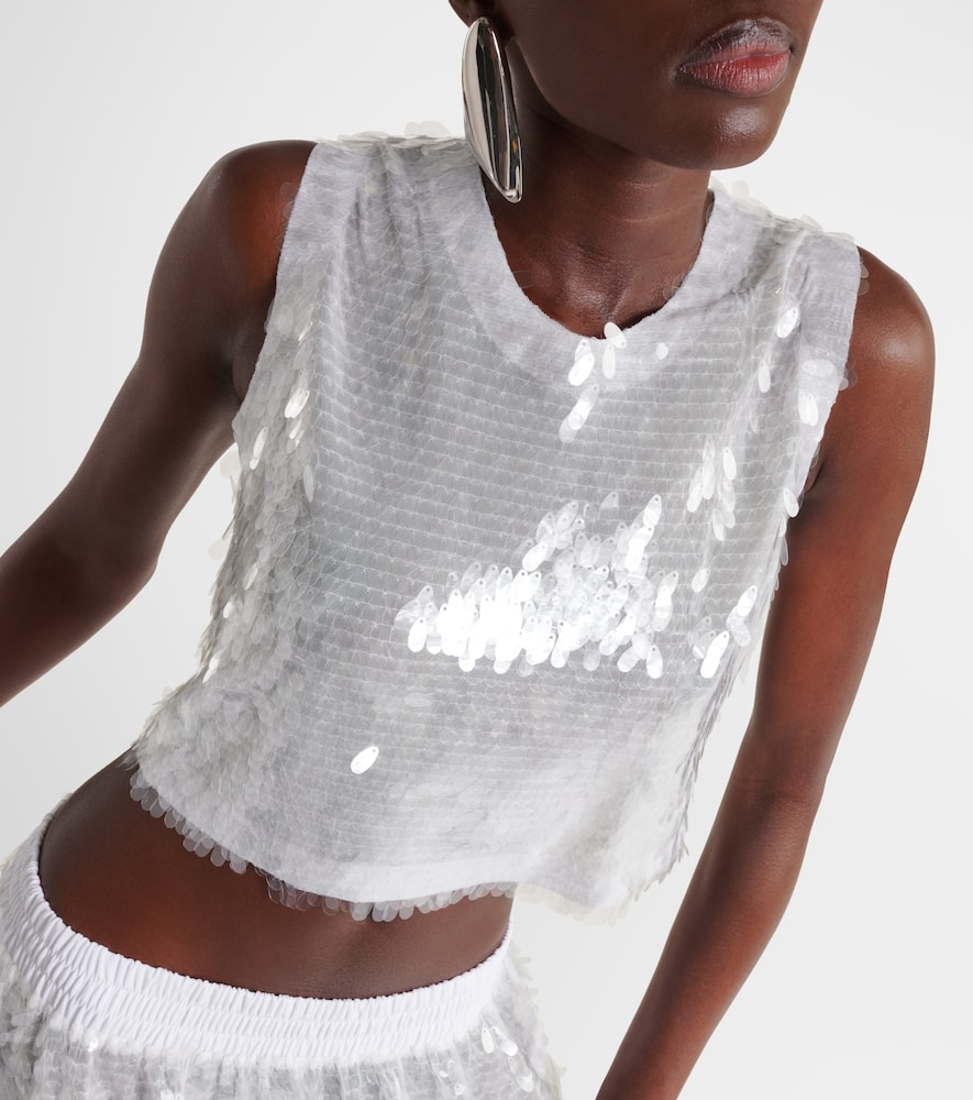 Norma Kamali Cropped-top Mit Pailletten In Weiss