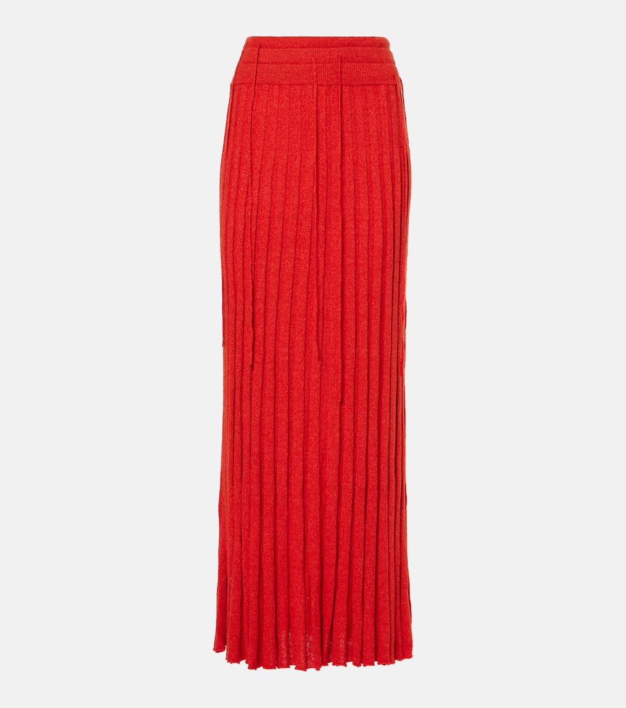 Linen and silk-blend maxi skirt