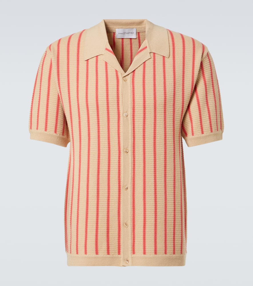 Striped knitted wool bowling shirt