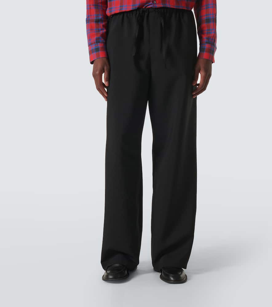 The Row Donatello Mid-rise Wool Wide-leg Pants In Black