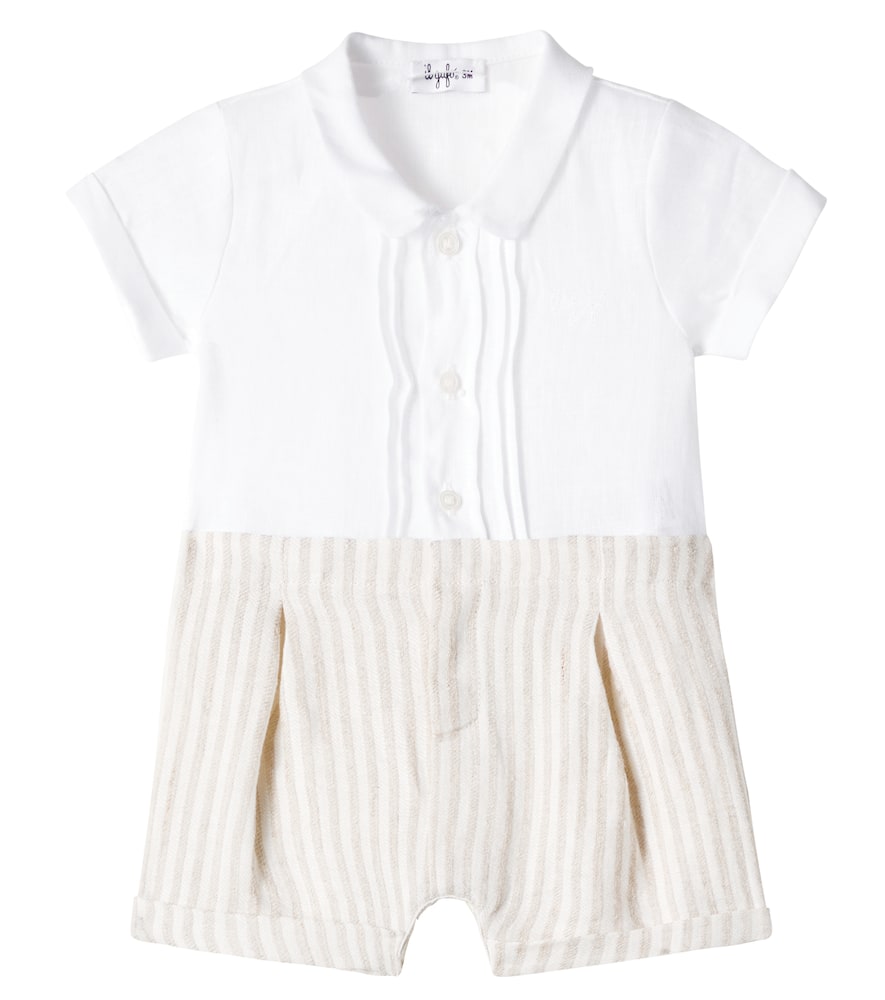 Il Gufo Baby striped linen playsuit