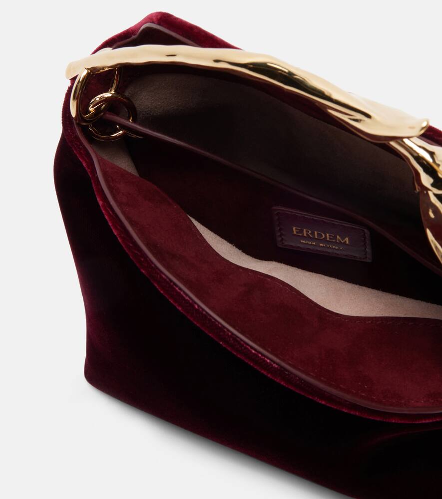 Erdem Womens Malbec Bloom Mini Velvet Top Handle Bag In Burgundy