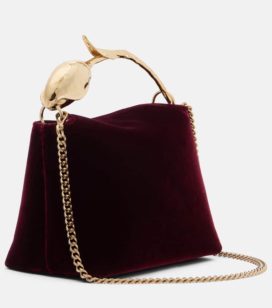 Erdem Womens Malbec Bloom Mini Velvet Top Handle Bag In Burgundy