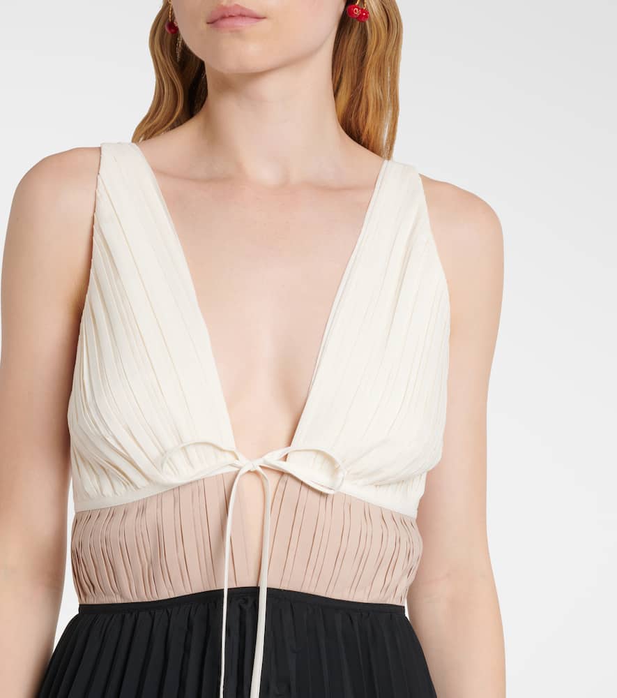 Simkhai Stephanie Pleated Poplin Midi Dress