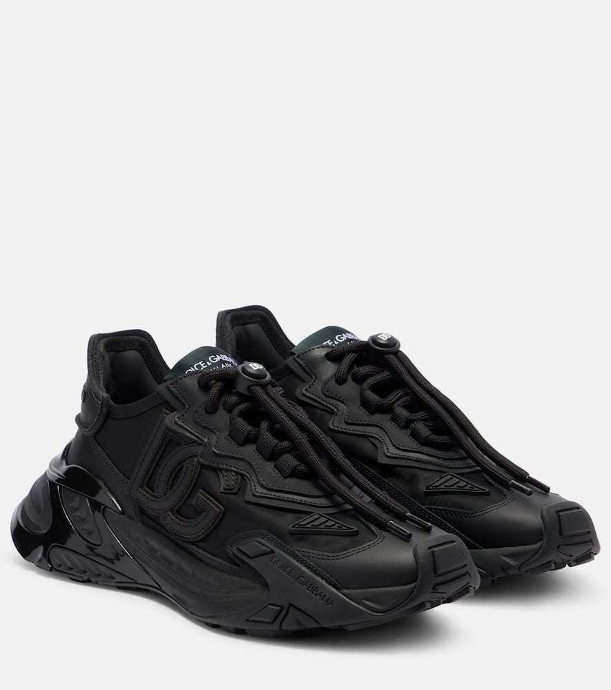 Dolce & Gabbana Fast Leather-trimmed Sneakers In Black