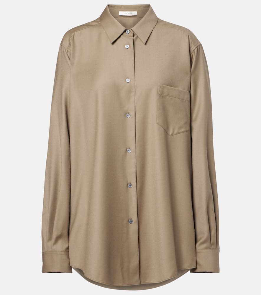 The Row Pino Virgin Wool Shirt In Brown