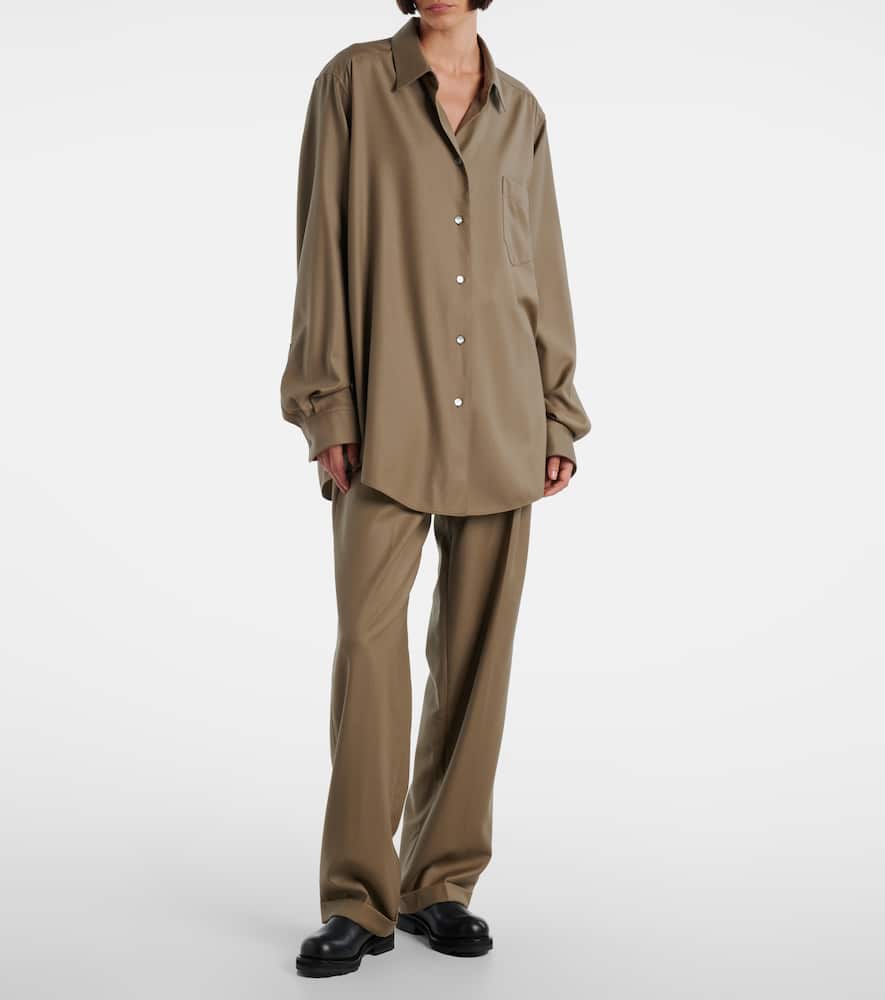 The Row Pino Virgin Wool Shirt In Brown
