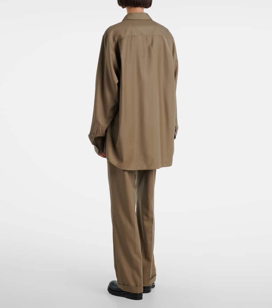 The Row Pino Virgin Wool Shirt In Brown