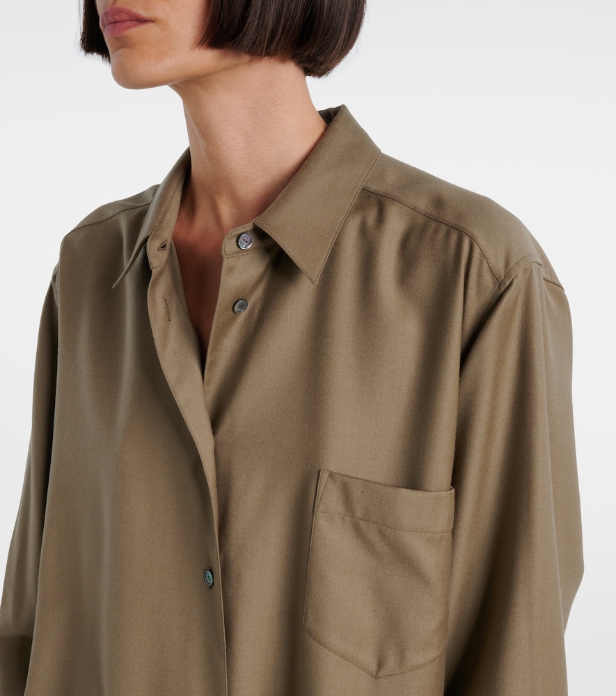The Row Pino Virgin Wool Shirt In Brown