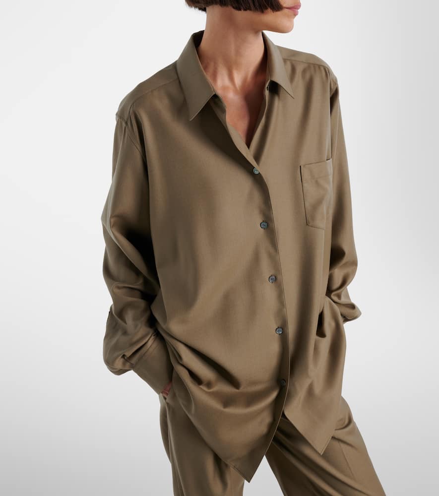 The Row Pino Virgin Wool Shirt In Brown