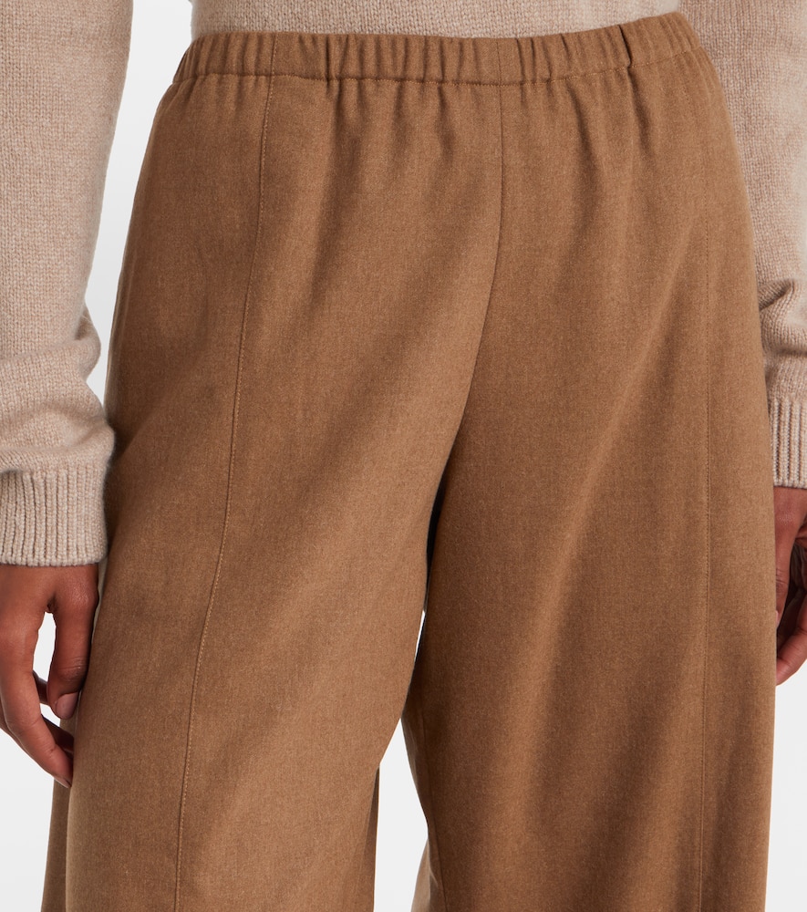 Khaite Clover Mid-rise Wool Barrel-leg Pants In Brown