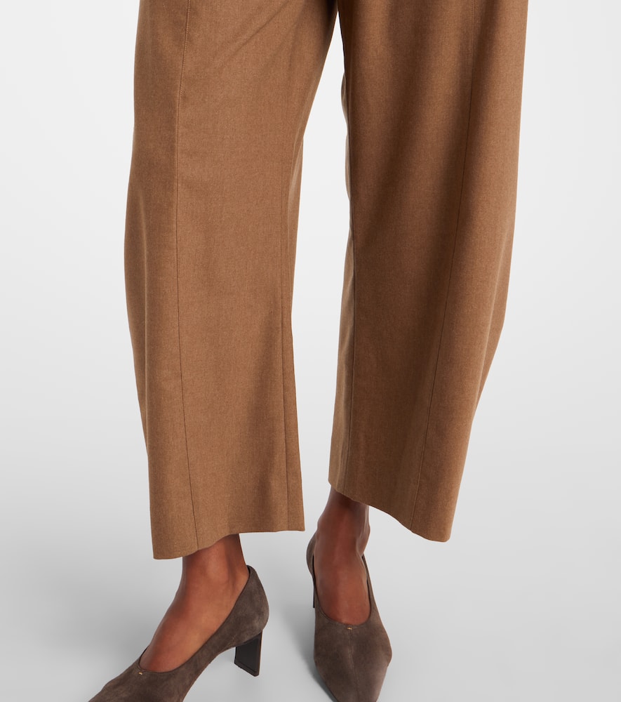 Khaite Clover Mid-rise Wool Barrel-leg Pants In Brown