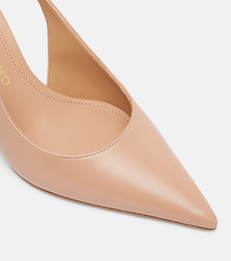 Ferragamo Tally 70 Leather Slingback Pumps In Sand