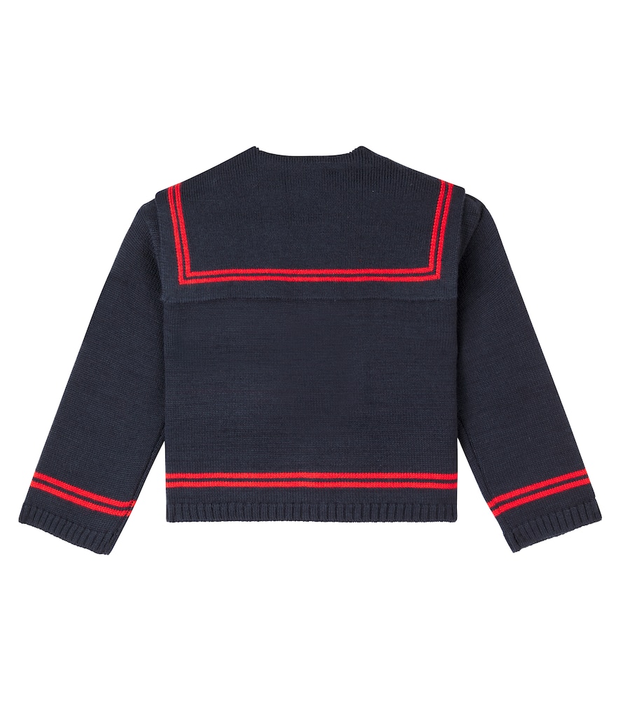 Tinycottons Tiny Striped Wool-blend Cardigan In Blue