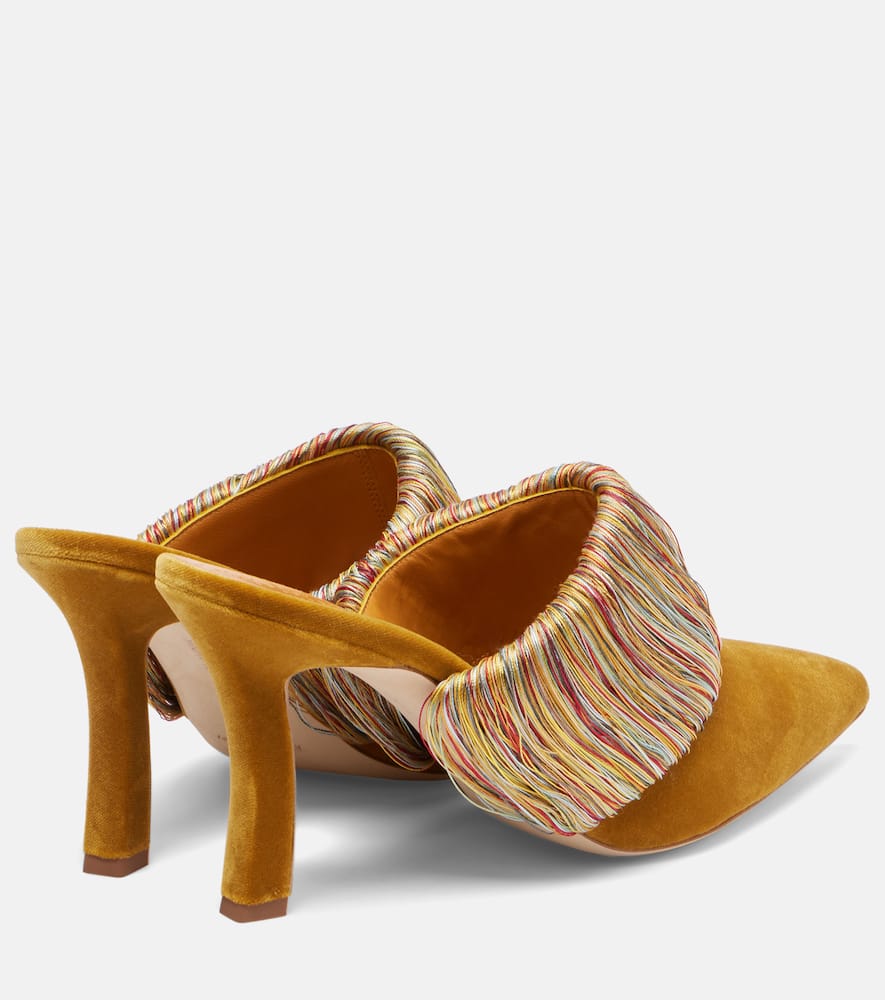 Manolo Blahnik Caldean 90 Embellished Velvet Mules In Nude