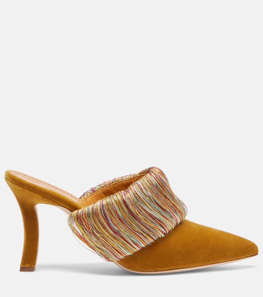 Manolo Blahnik Caldean 90 Embellished Velvet Mules In Nude