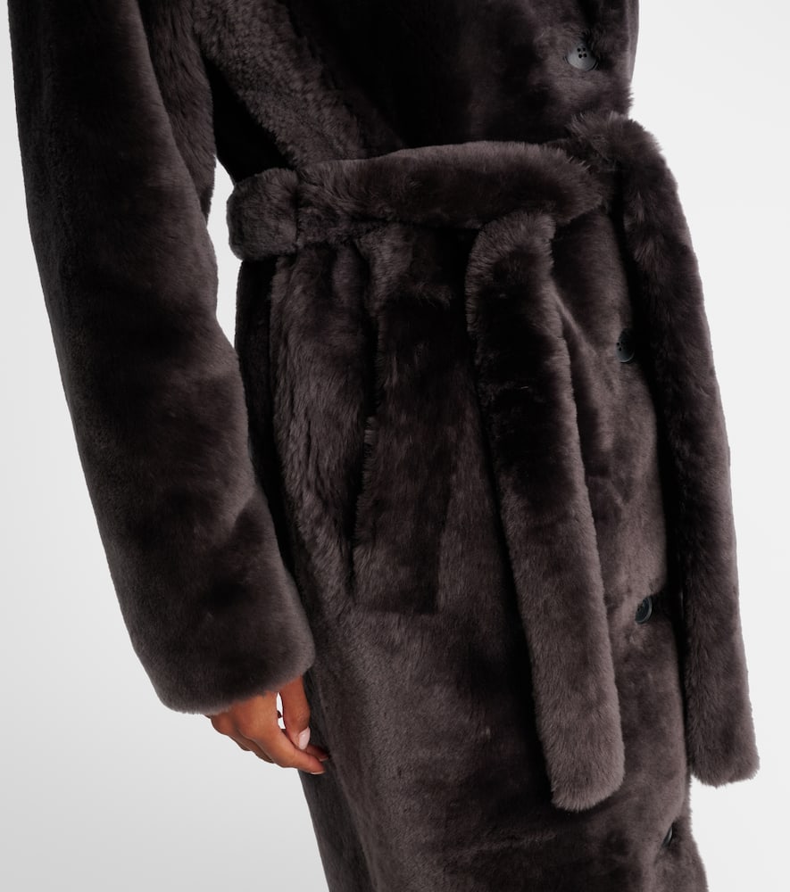 Yves Salomon Reversible Shearling Coat In Gray