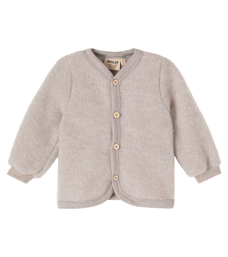 Wheat Baby Kari Wool Fleece Cardigan In Gray