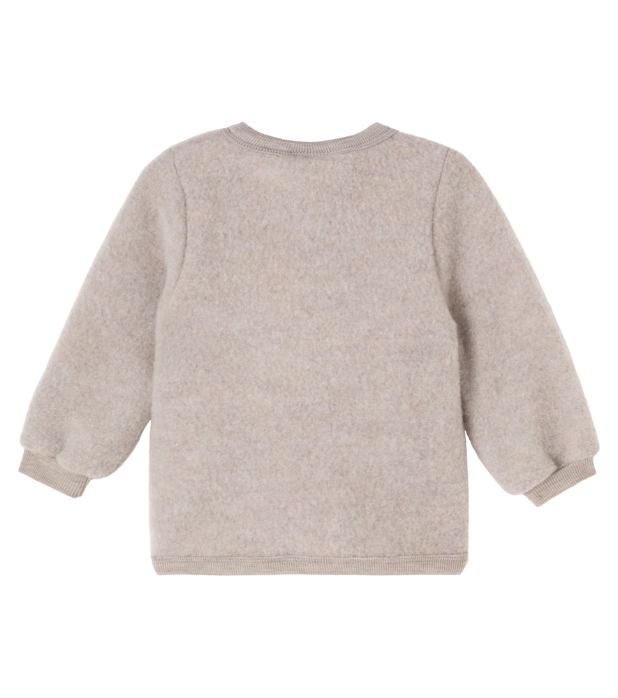 Wheat Baby Kari Wool Fleece Cardigan In Gray