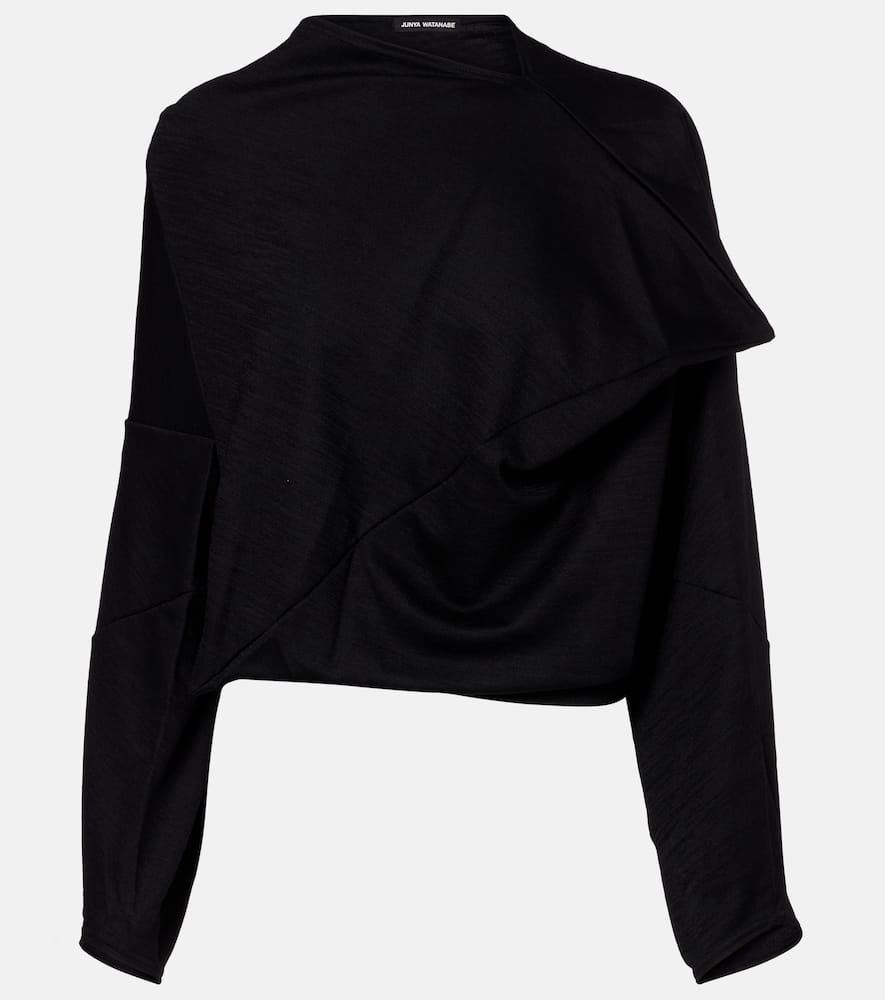 Junya Watanabe Wool-blend Crop Top In Black