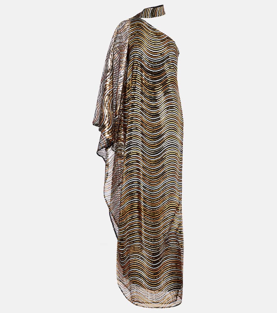 Taller Marmo Glaum One-shoulder Sequined Gown In Multi