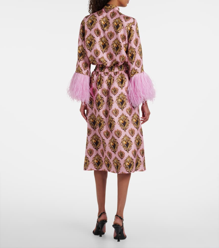 Dolce & Gabbana Printed Silk Midi Skirt In Pink
