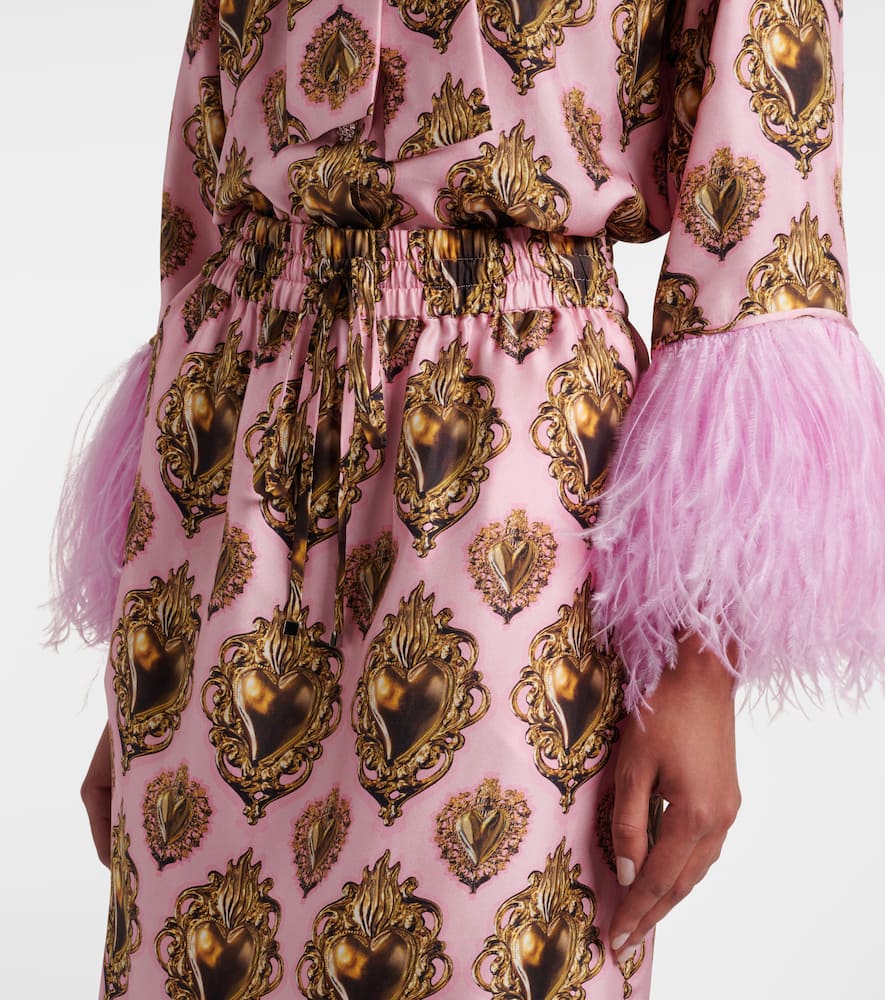 Dolce & Gabbana Printed Silk Midi Skirt In Pink