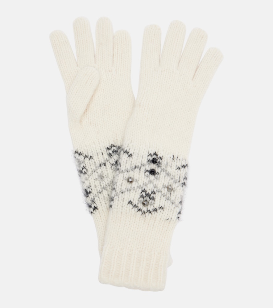 Moncler Embellished alpaca and wool-blend gloves