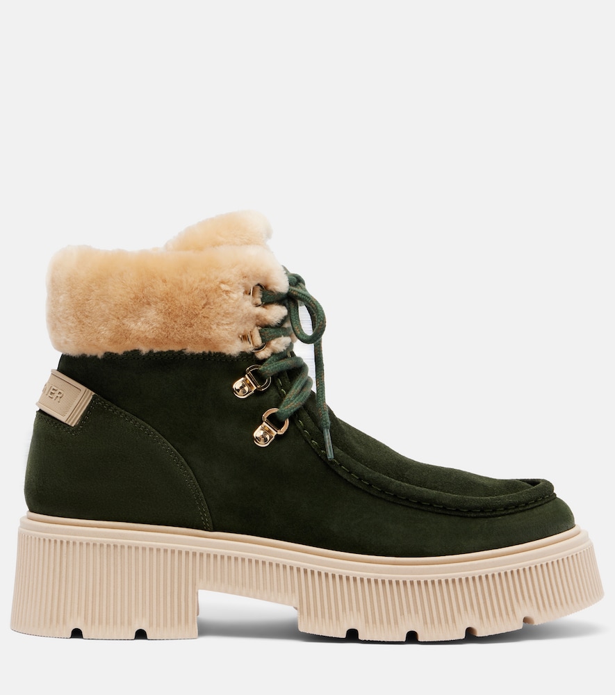  Bogner Bogner Turin Shearling-trimmed Suede Lace-up Boots 