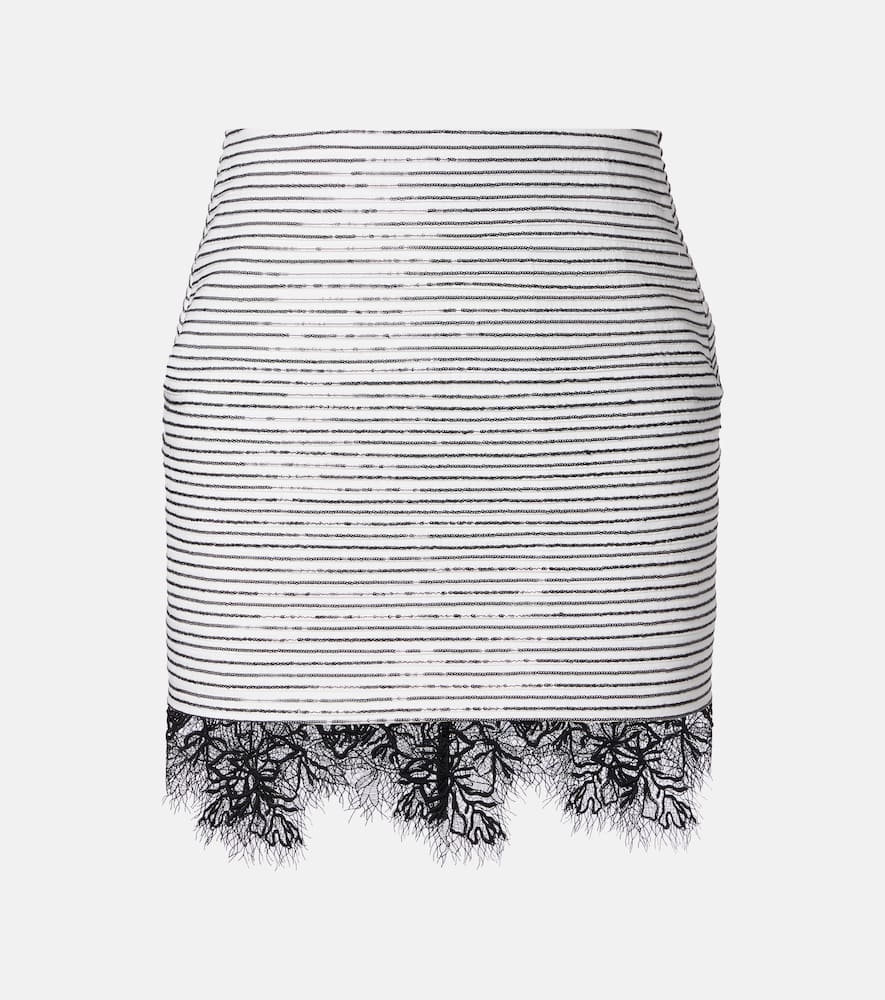 Jacques Wei Lace-trimmed Sequined Cotton Miniskirt In White