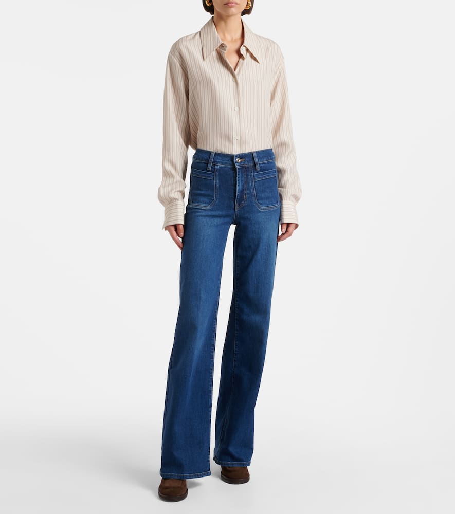Frame Le Slim Palazzo Wide-leg Jeans In Blue