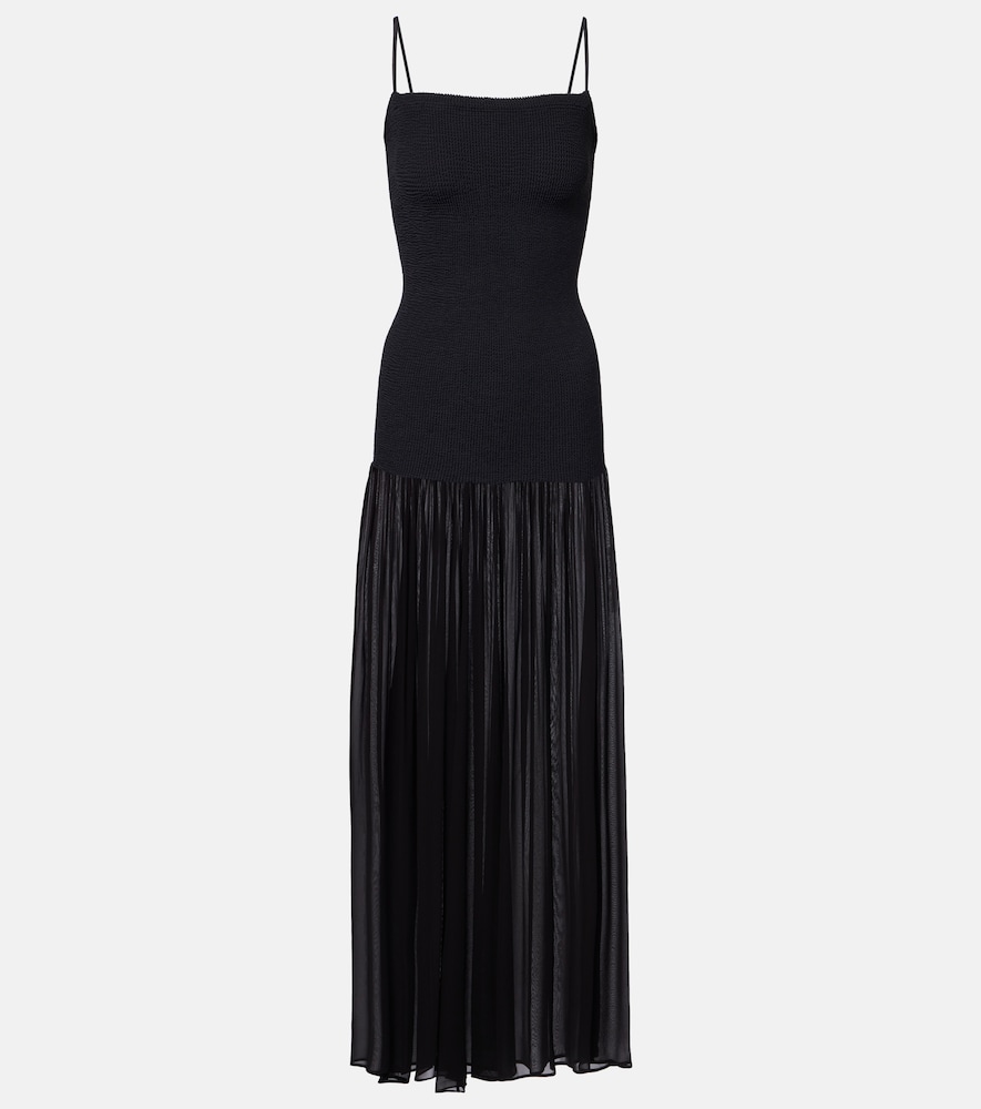Hunza G Hybrid plissé maxi dress