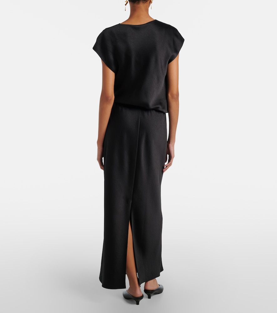 Draped Satin Maxi Dress