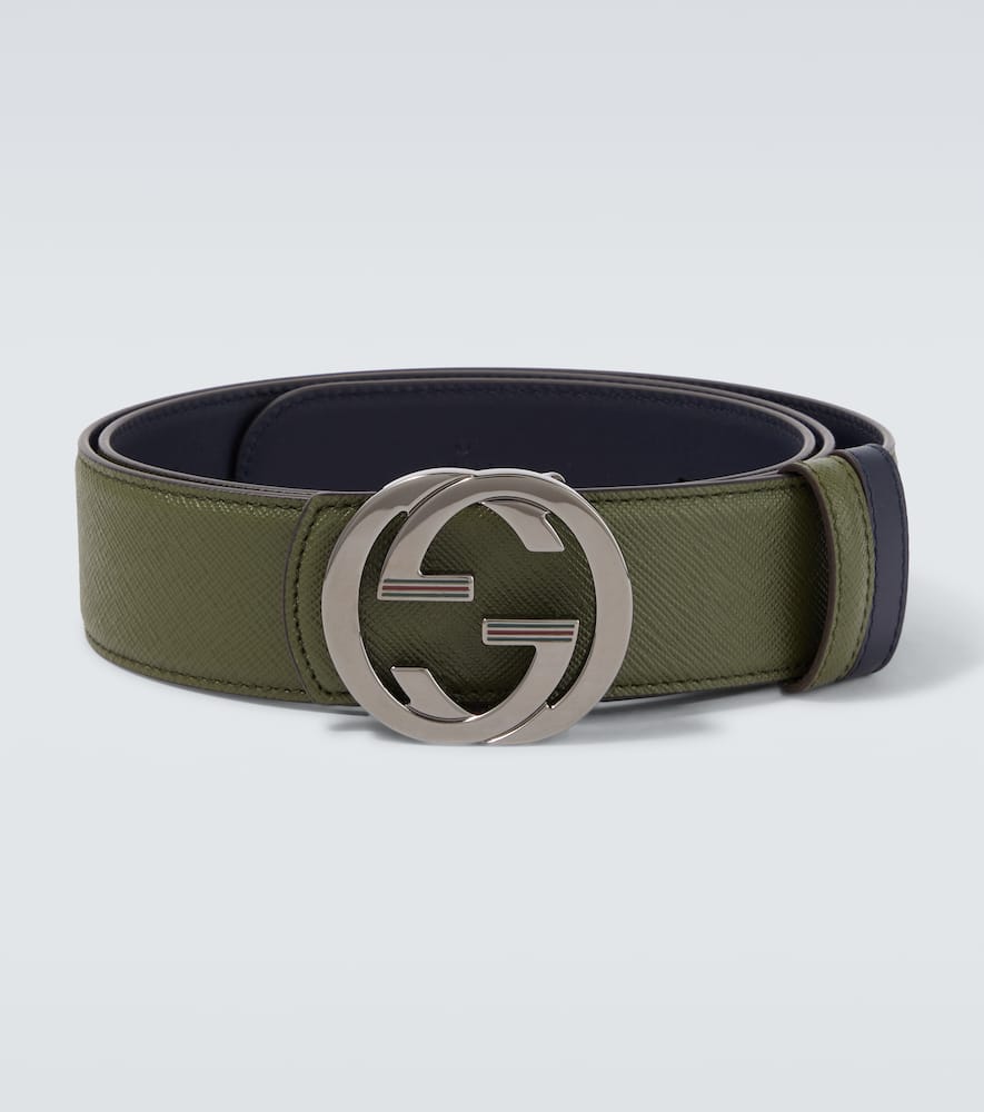 Gucci Double G Reversible Leather Belt In Green