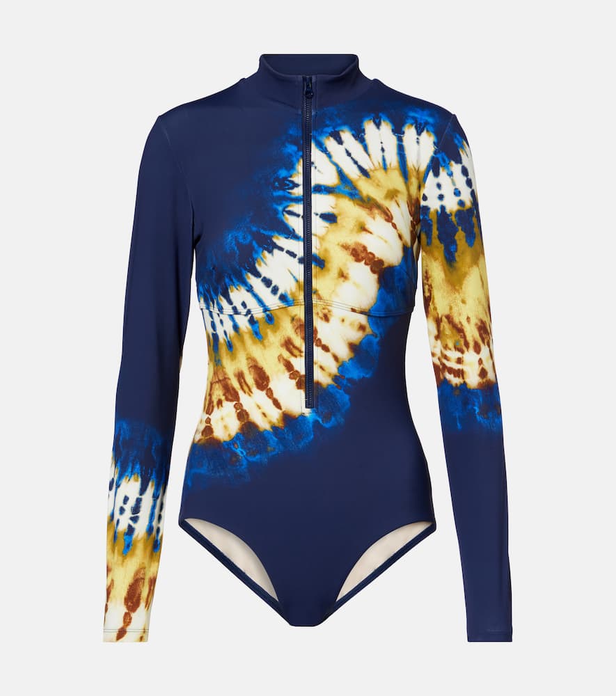 Alemais Alémais Martine Draped Printed Swimsuit In Blue