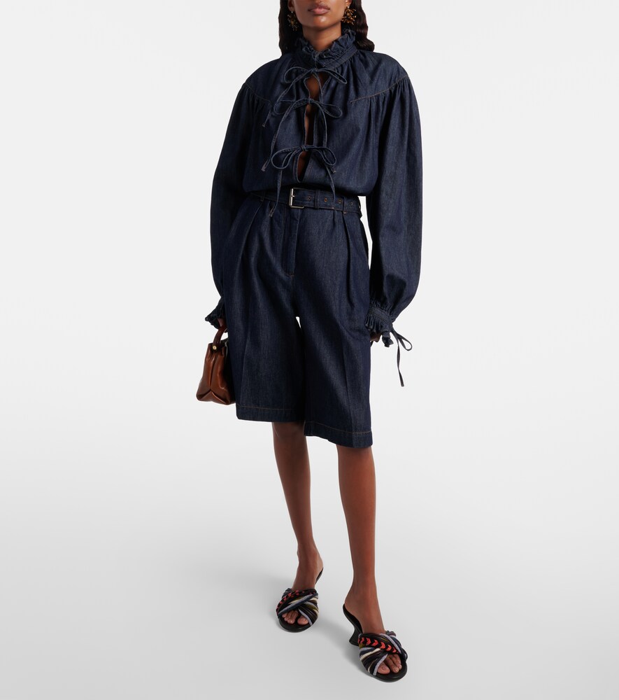  Dries Van Noten Dries Van Noten Pleated Denim Shorts 