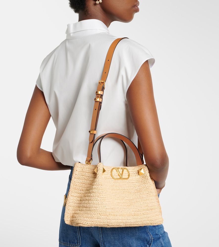Valentino Garavani VLogo Small raffia tote bag