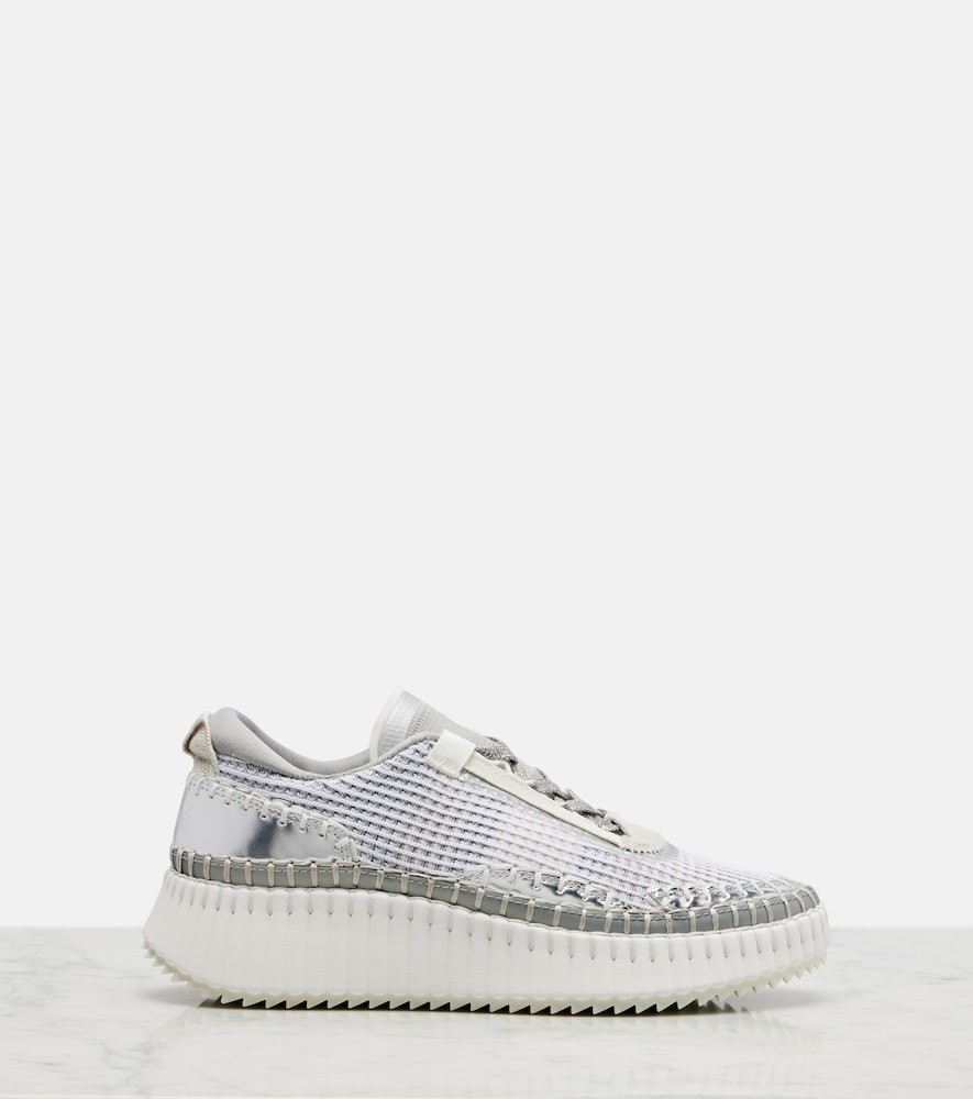 Chloe Chloé Sneakers Nama Con Platform Effetto Metallizzato 