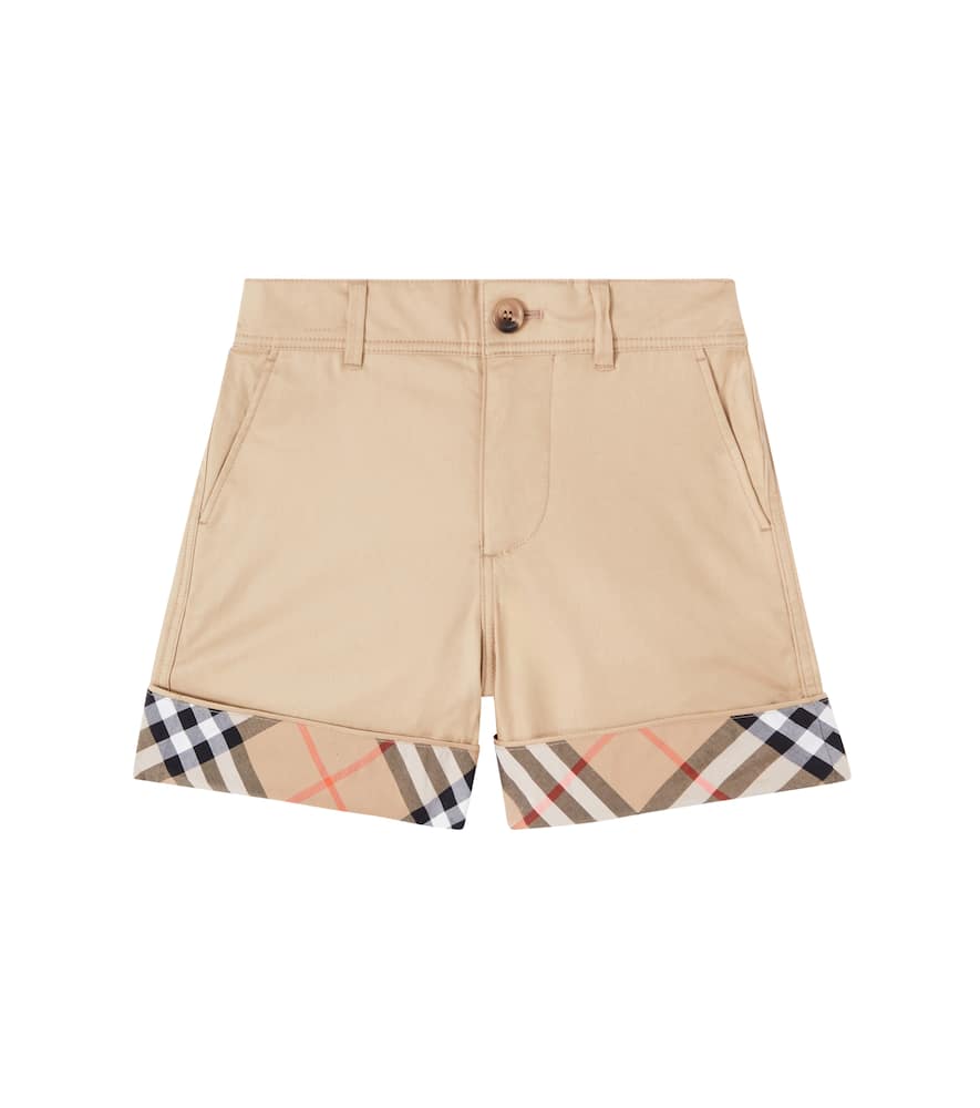 Burberry Kids' Check Cotton Shorts In Neutral