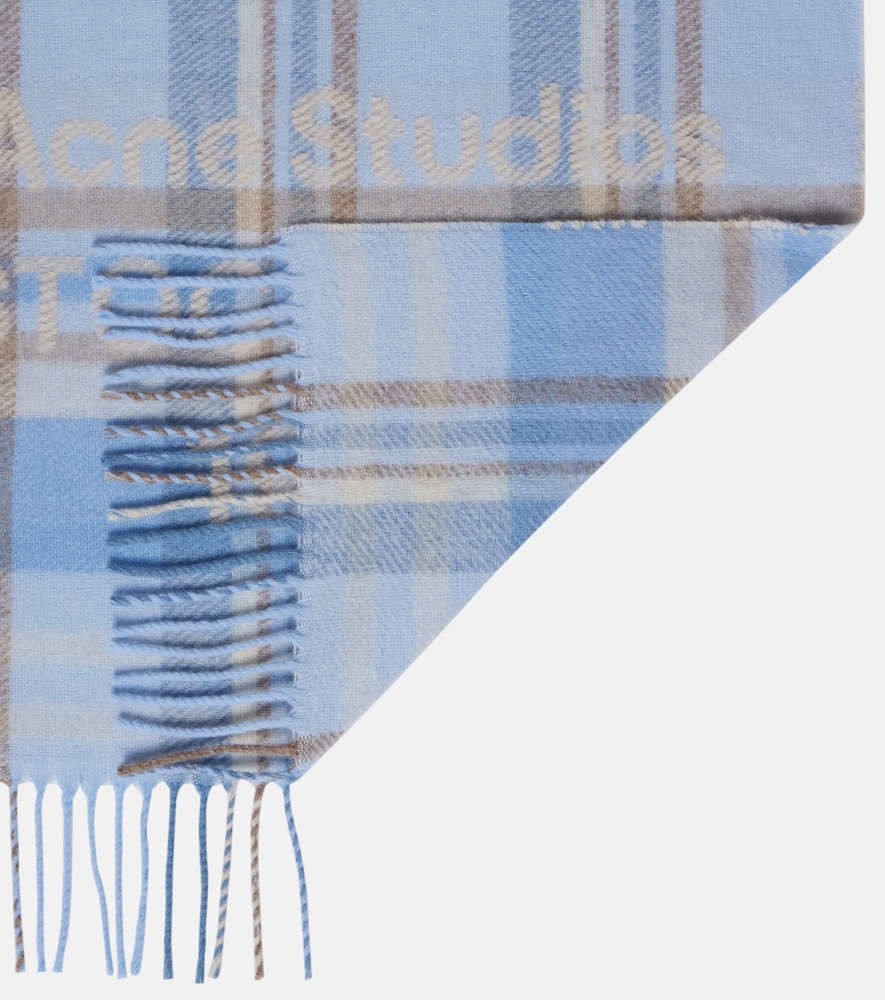  Acne Studios Acne Studios Logo Checked Wool Scarf 