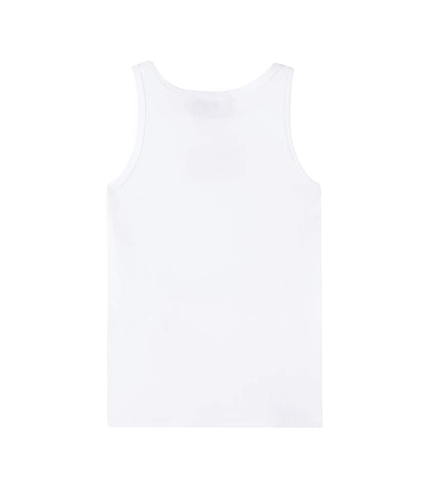 Versace Logo Ribbed-knit Cotton-blend Tank Top In White