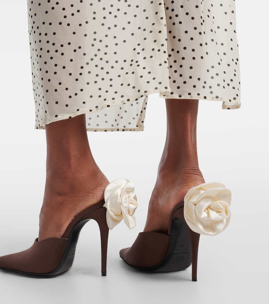 Magda Butrym Floral-appliqué satin mules