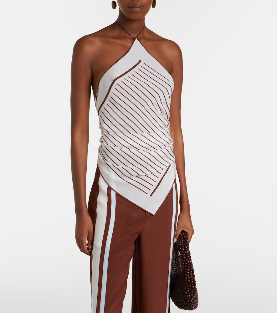 SIR Marais striped halterneck silk top