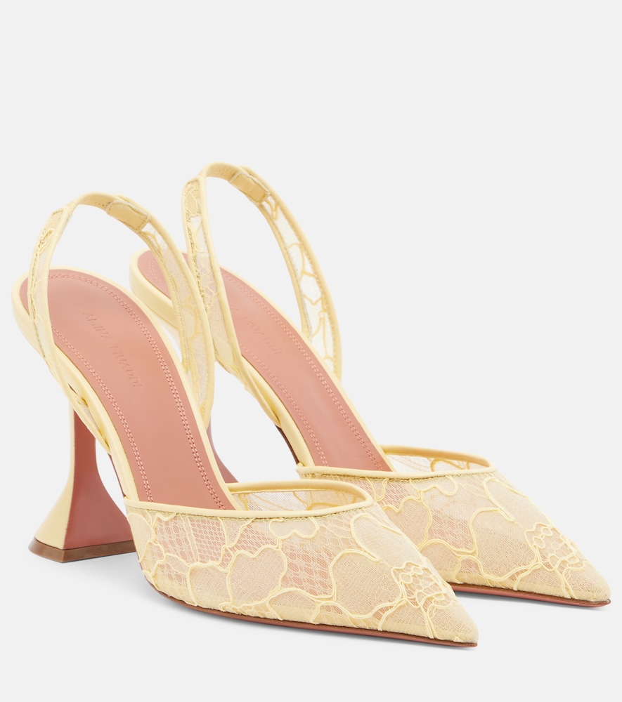 Amina Muaddi Holli leather-trimmed lace slingback pumps | Thumbnail 7