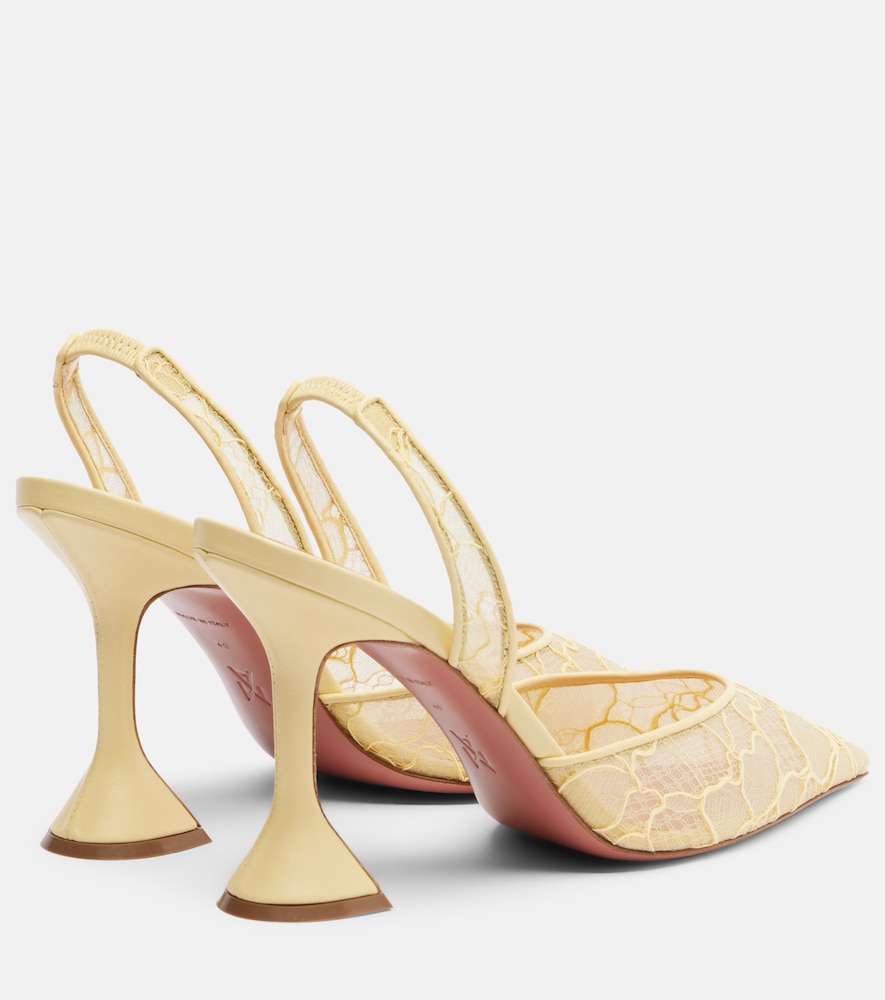  Amina Muaddi Amina Muaddi Holli Leather-trimmed Lace Slingback Pumps 