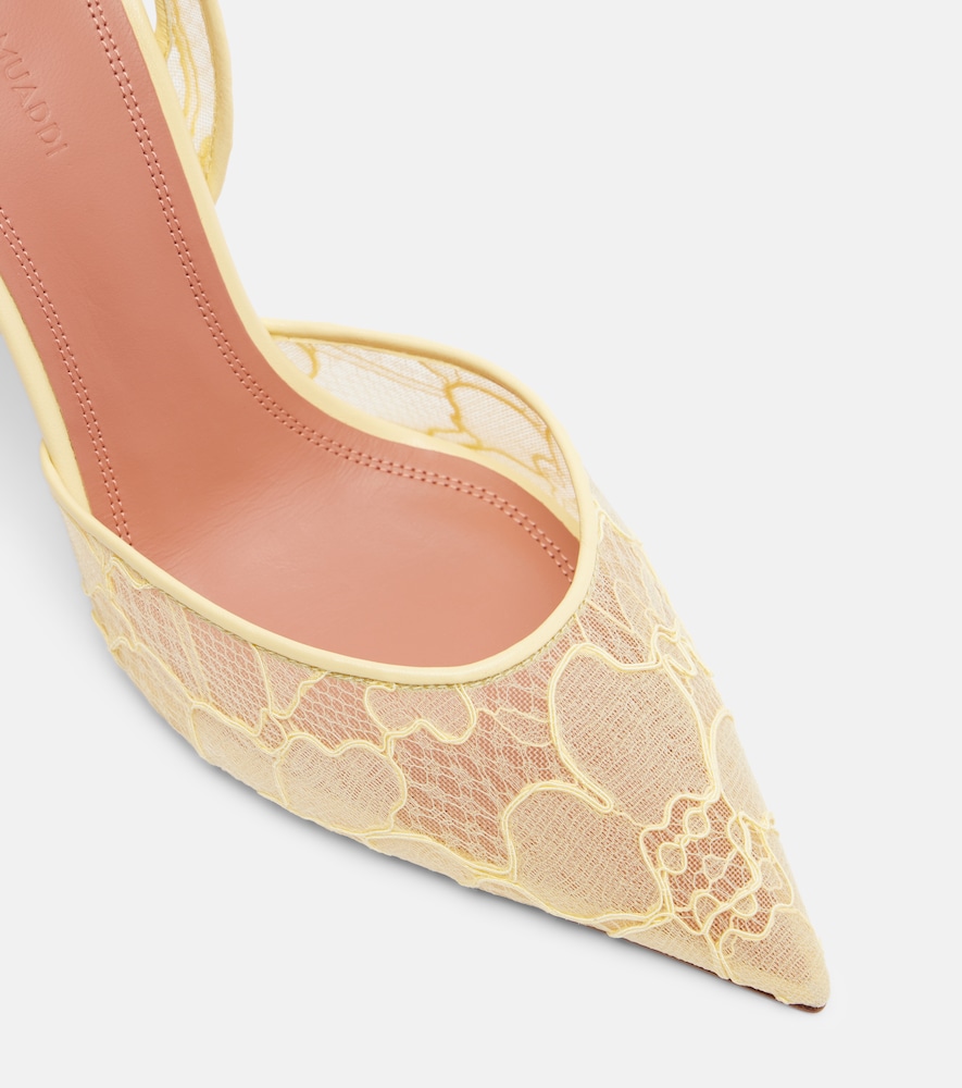  Amina Muaddi Amina Muaddi Holli Leather-trimmed Lace Slingback Pumps 